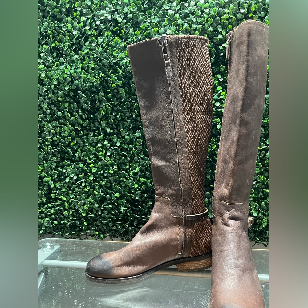 Cole Haan Isabel Stretch Leather Chestnut Brown Riding Knee High Boots W15605 - Picture 5 of 9